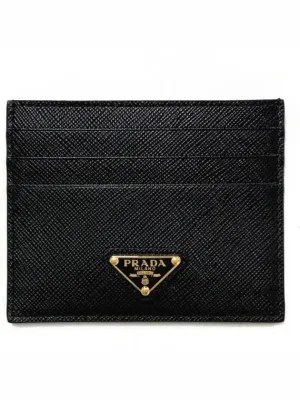 1MC025 Saffiano triangle logo card wallet 1031456