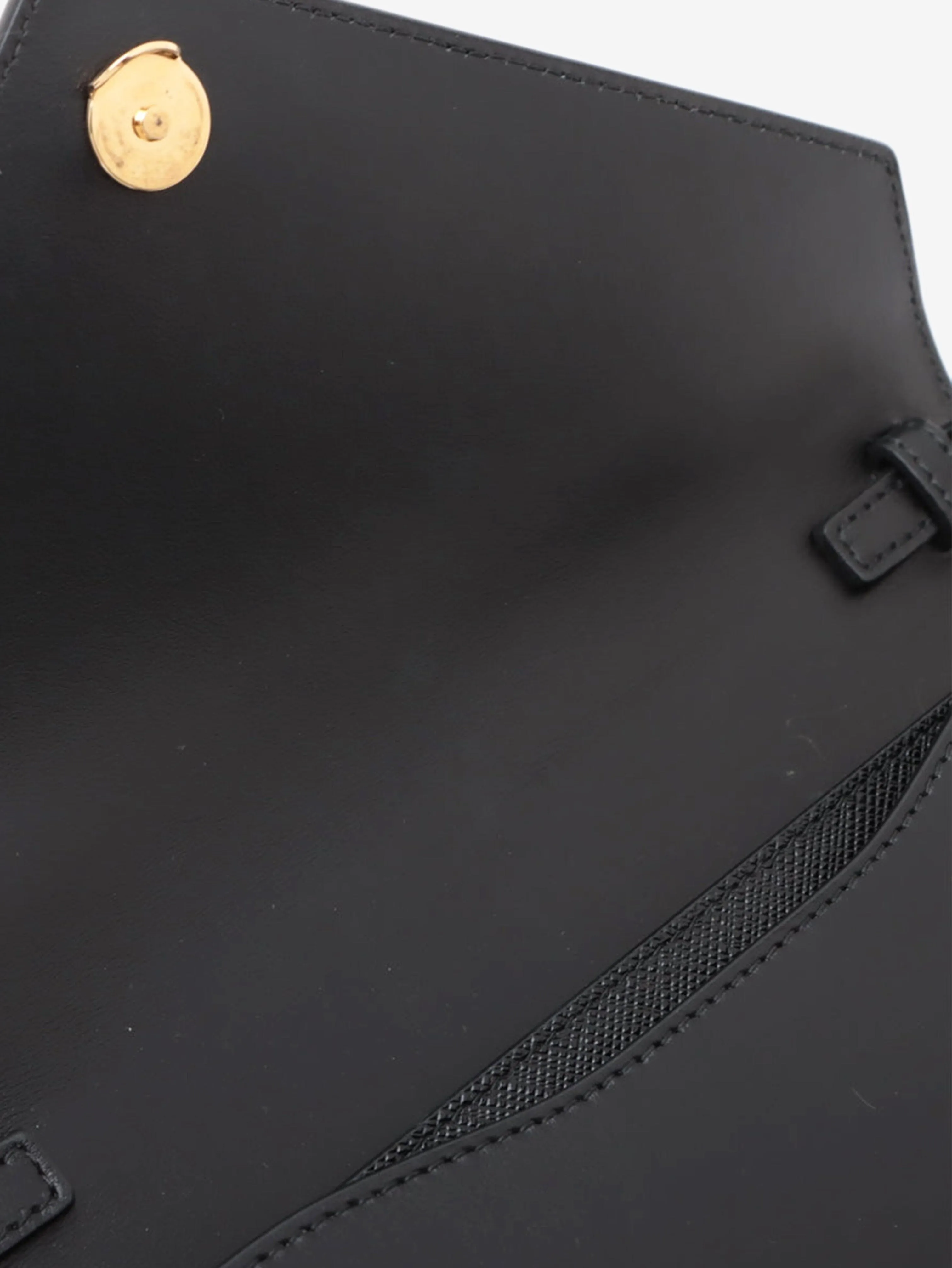Black branded flap saffiano wallet