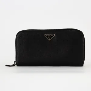 Black Saffiano Zip Around Wallet