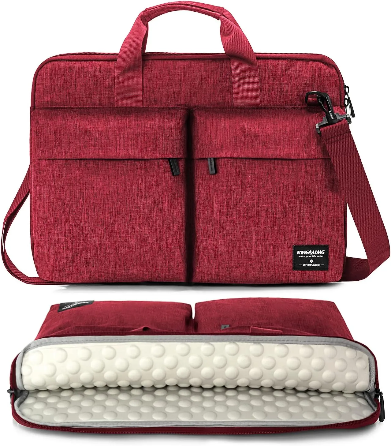 Canvas Coral Pink 2 Pocket Top Handle Laptop Bag