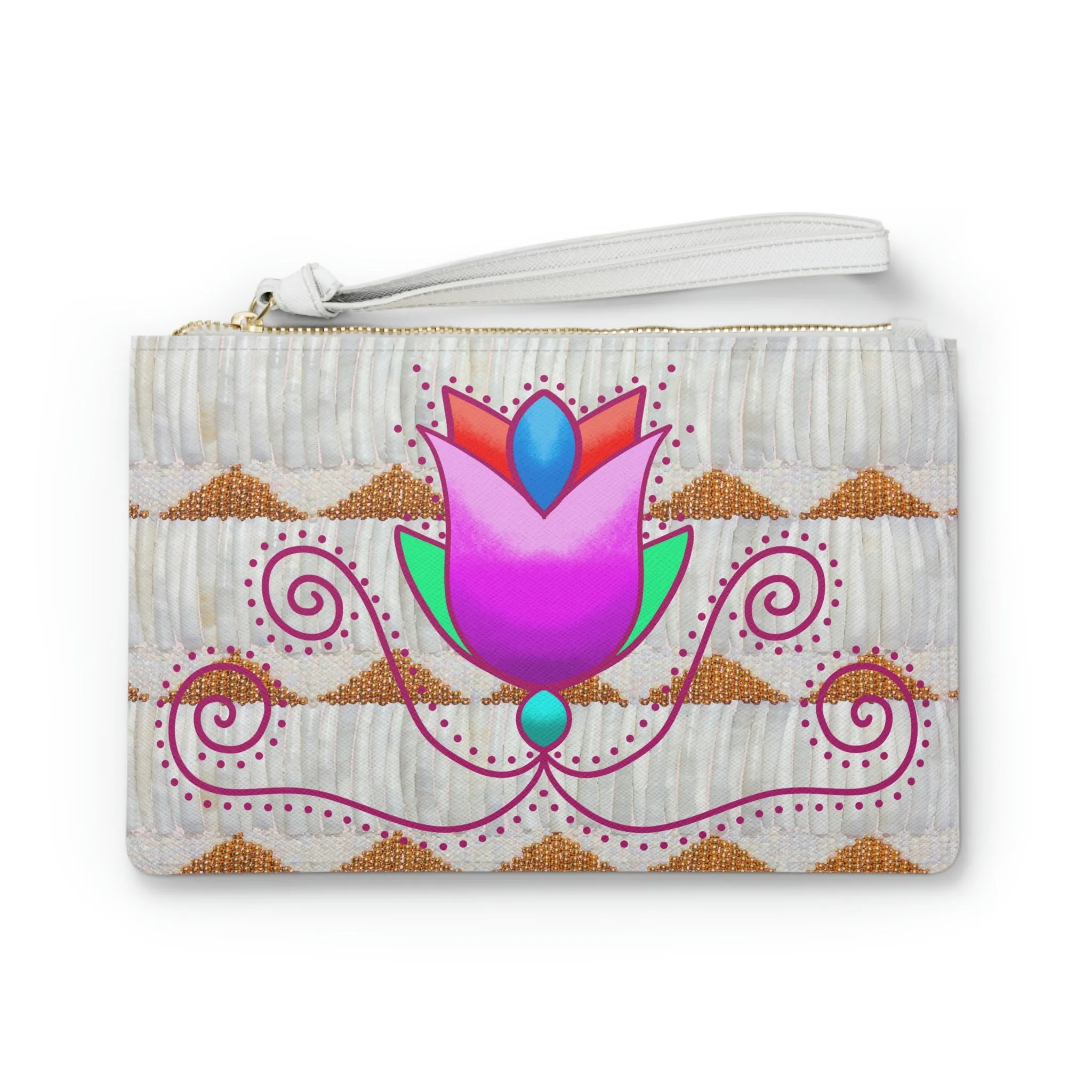 Floral and Dentalium Clutch Bag