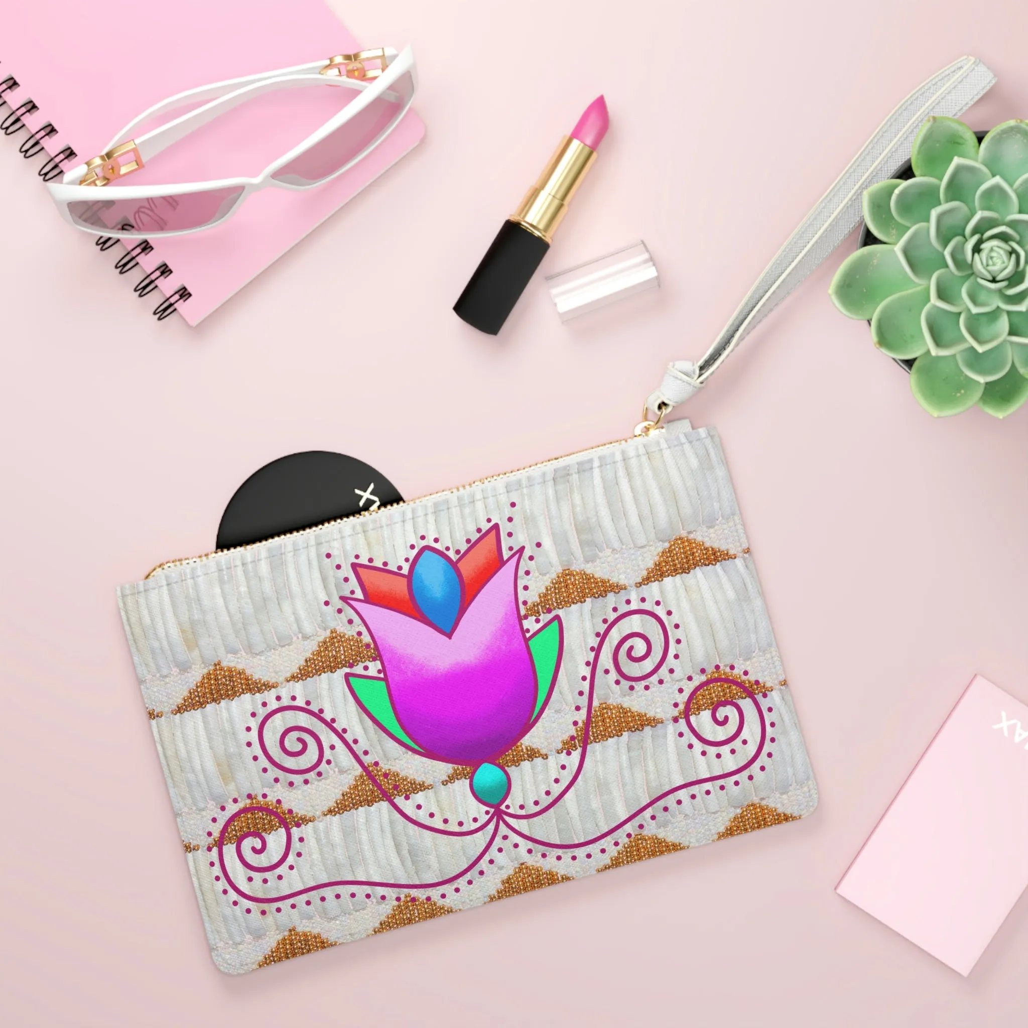 Floral and Dentalium Clutch Bag