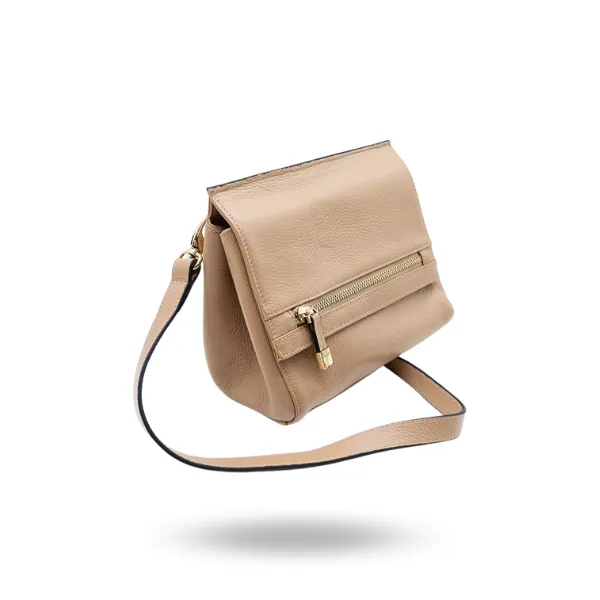 HUNTERS HILL - Nude Genuine Leather Crossbody Shoulder Bag
