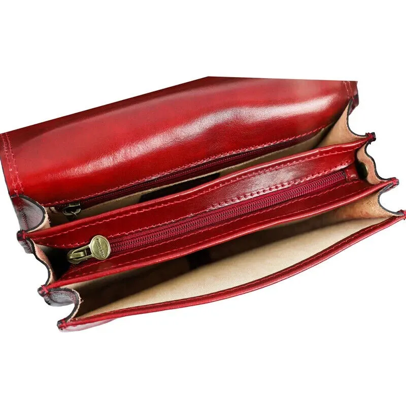 Leather Crossbody Bag - Red