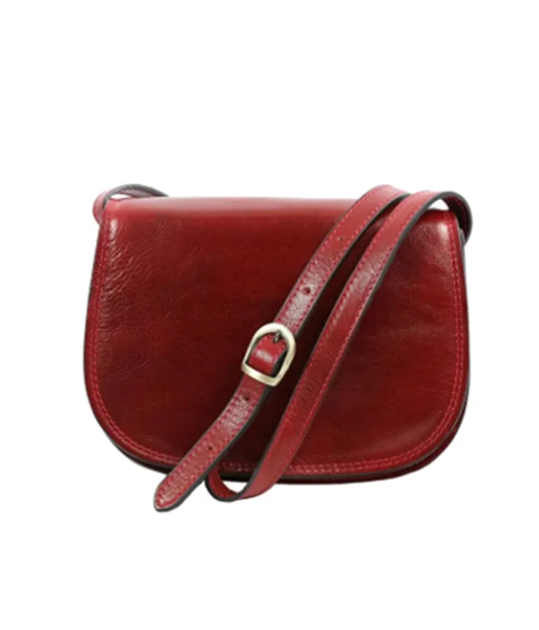 Leather Crossbody Bag - Red