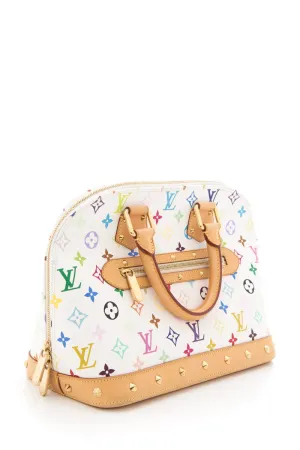 Louis Vuitton White Multicolor Logo Alma Handbag