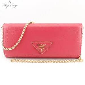 PRADA Saffiano Leather Wallet on Chain