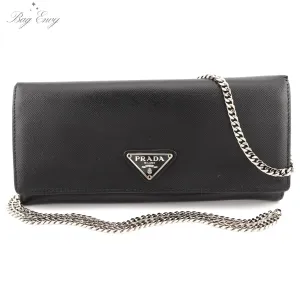 PRADA Saffiano Leather Wallet on Chain