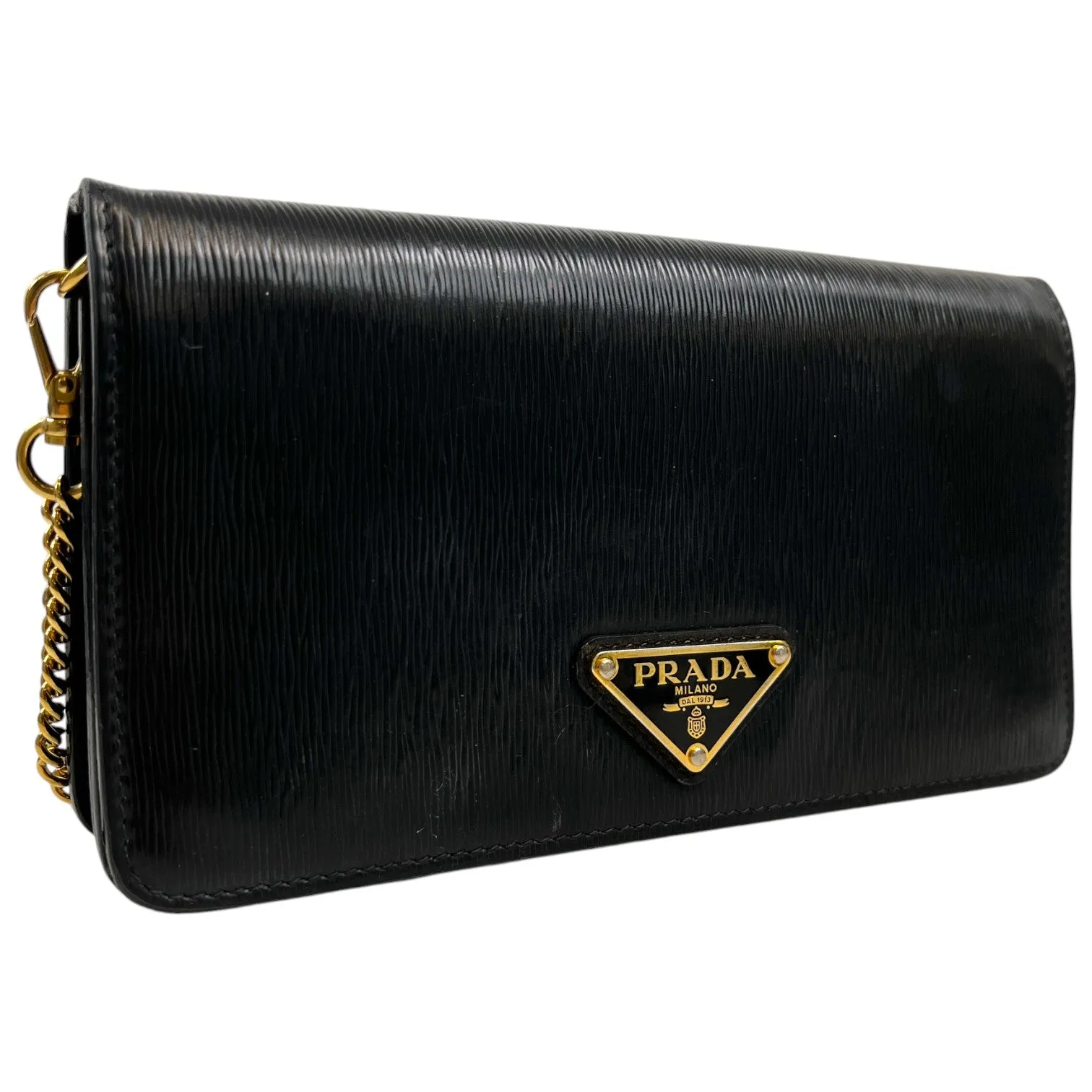 Women's Plaque Logo Wallet On Chain Handbag Black