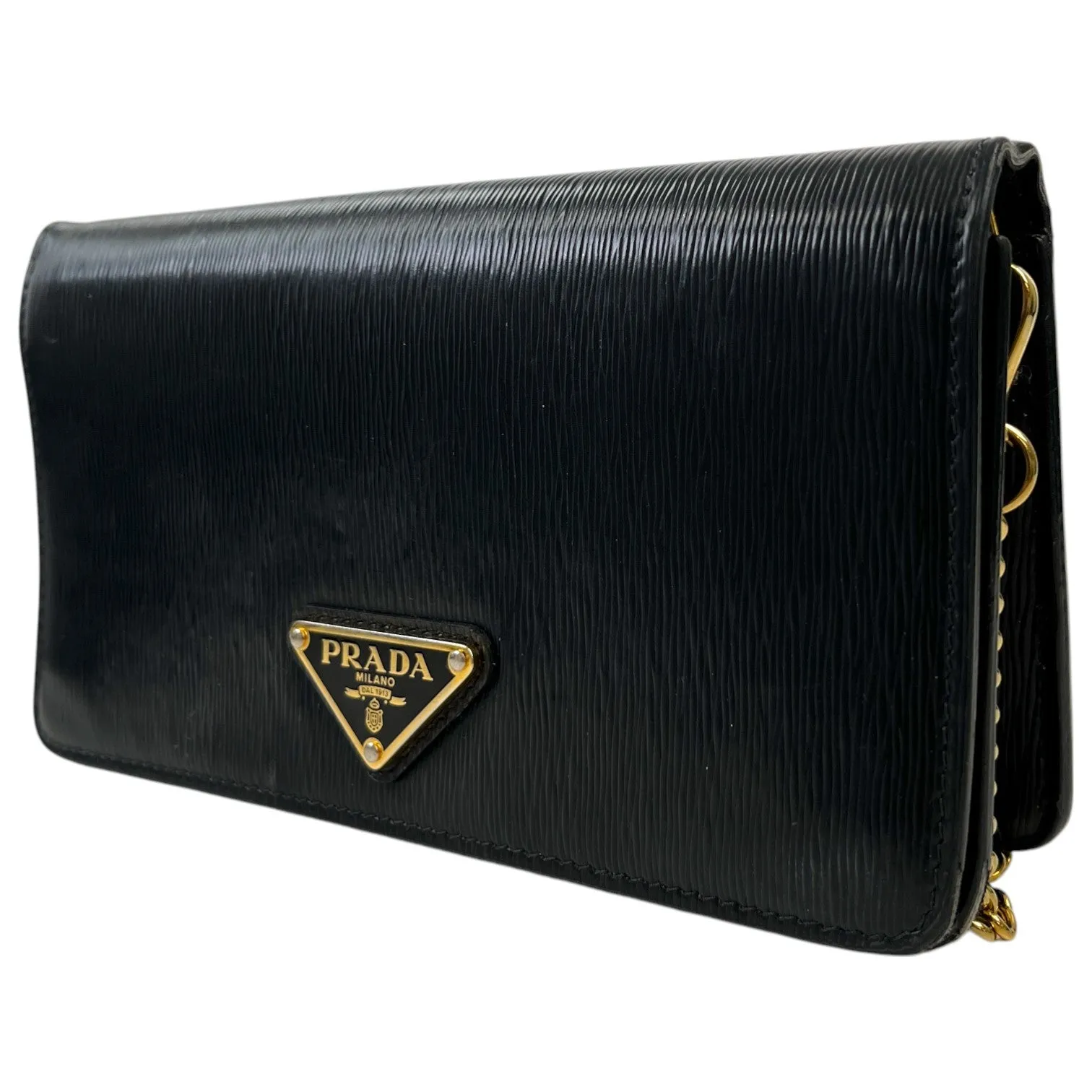 Women's Plaque Logo Wallet On Chain Handbag Black